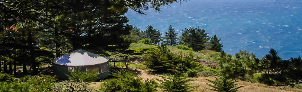 Hill-top Yurt overlooking the Pacific Ocean.